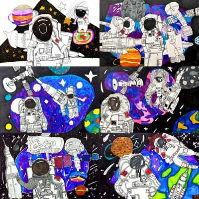 漫游太空绘画过程（太空漫游儿童画范画）-图1