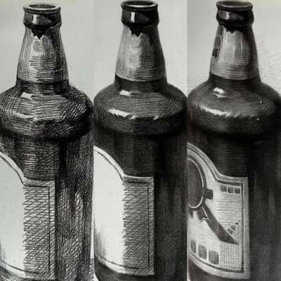 酒瓶子素描过程（酒瓶的素描）-图1